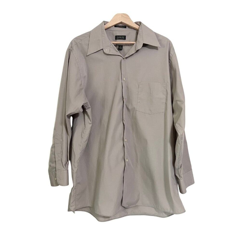 Men’s Long Sleeve Button Down in Beige | XL